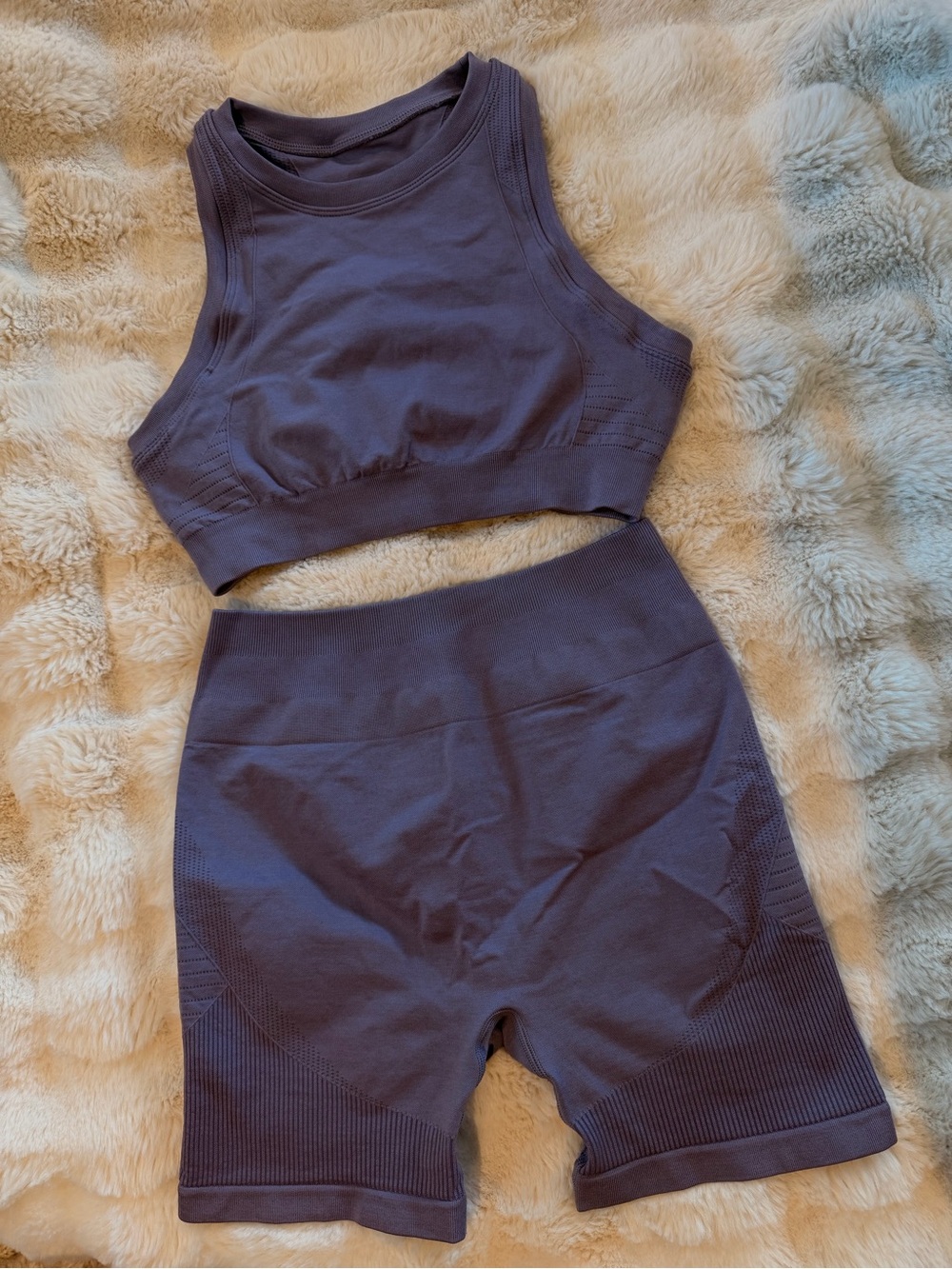 ABOCIW Seamless Workout Set No Front Seam Purple – Size M